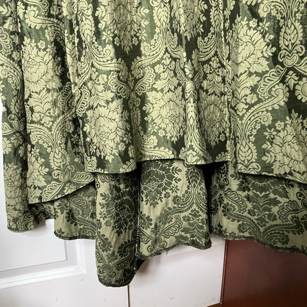 Homemade Brocade Green Renaissance Maxi Dress Whimsigoth Damask Corset Medieval - Picture 10 of 16